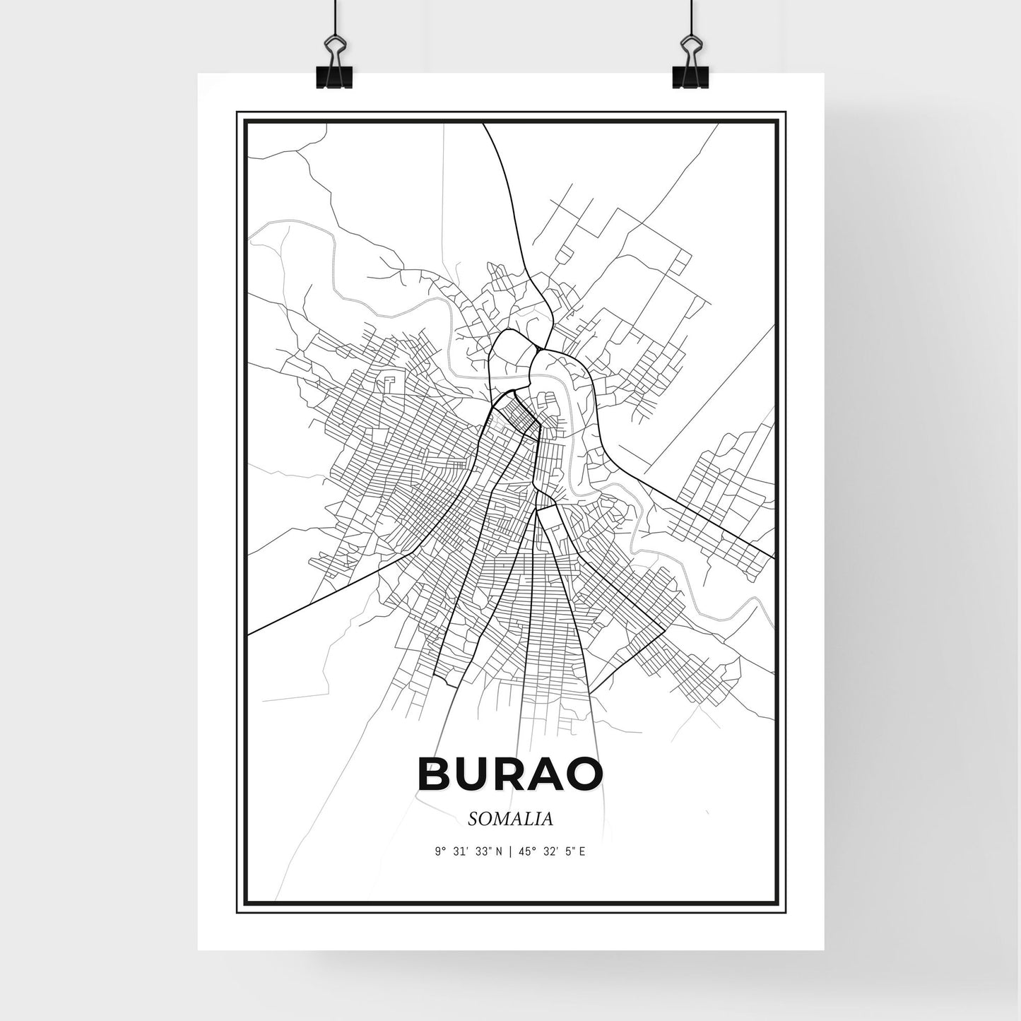 Burao Somalia - Premium City Map Poster