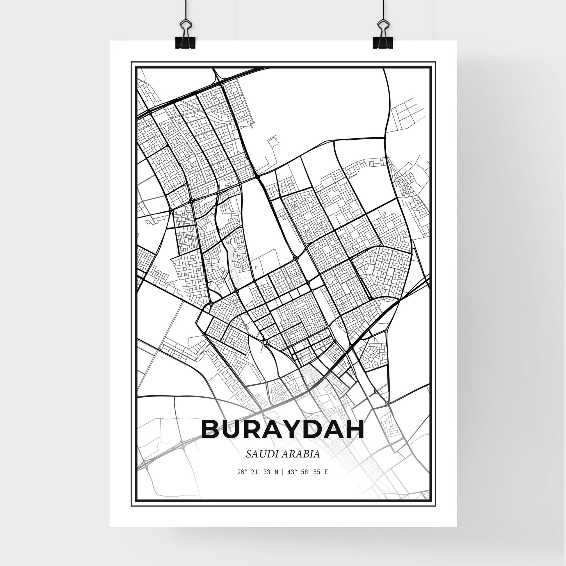 Buraydah Saudi Arabia - Premium City Map Poster