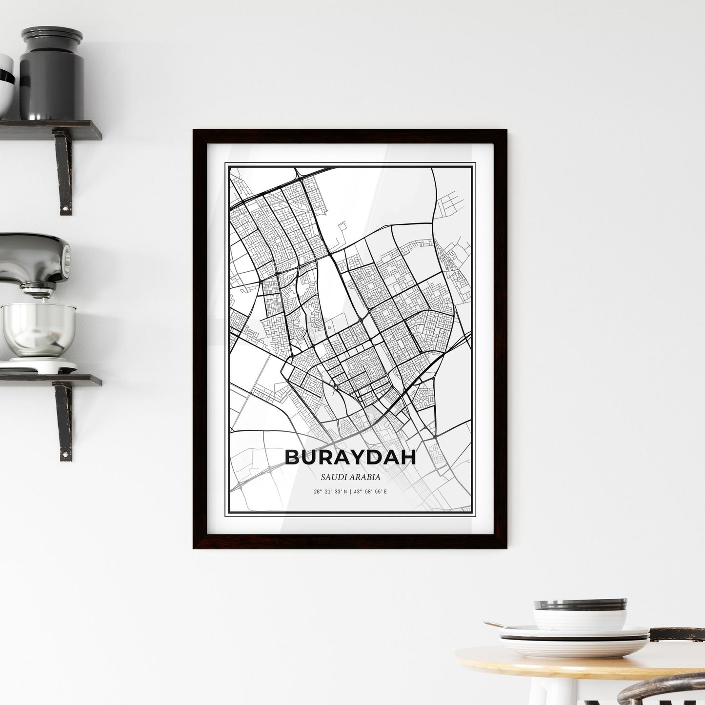 Buraydah Saudi Arabia - Minimal City Map