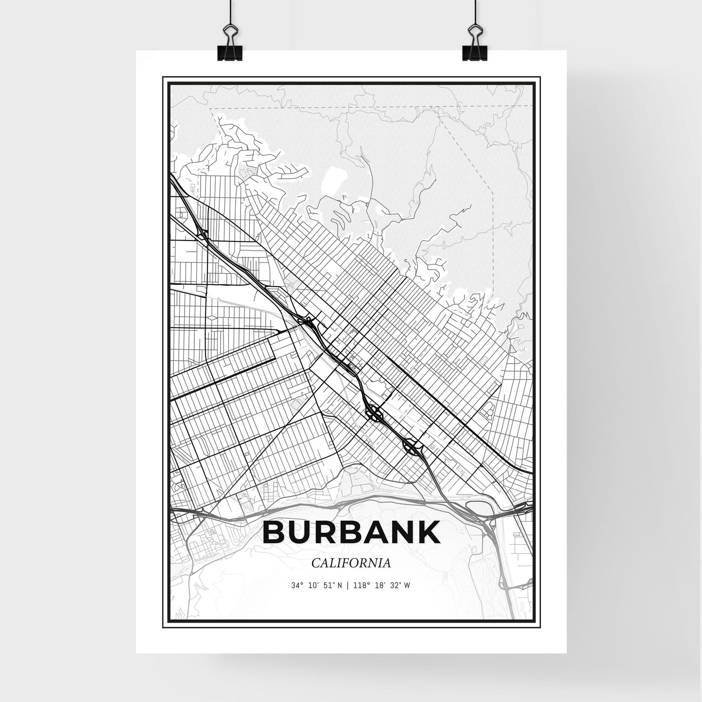 Burbank California - Premium City Map Poster