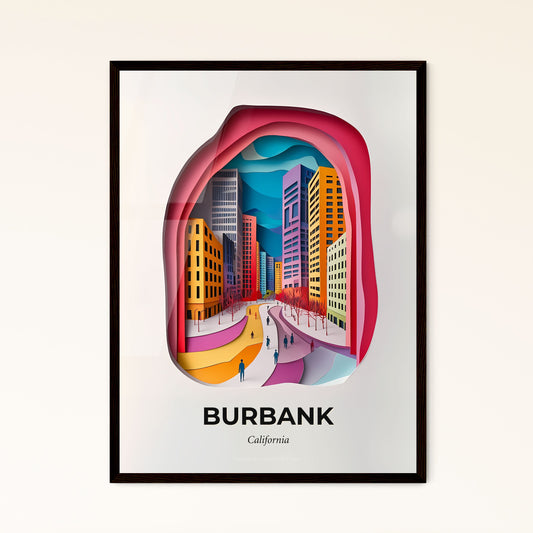 Vivid Burbank, California - a paper cut of a city with people walking