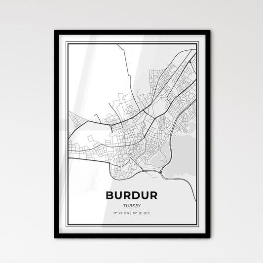 Burdur Turkey - Scandinavian Style City Map for Modern Home Decor