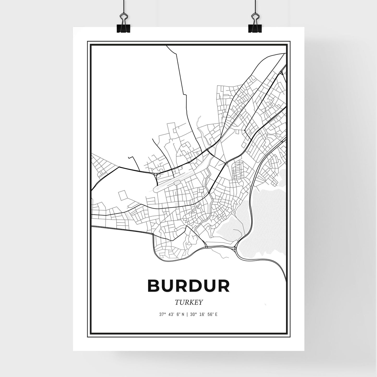 Burdur Turkey - Premium City Map Poster