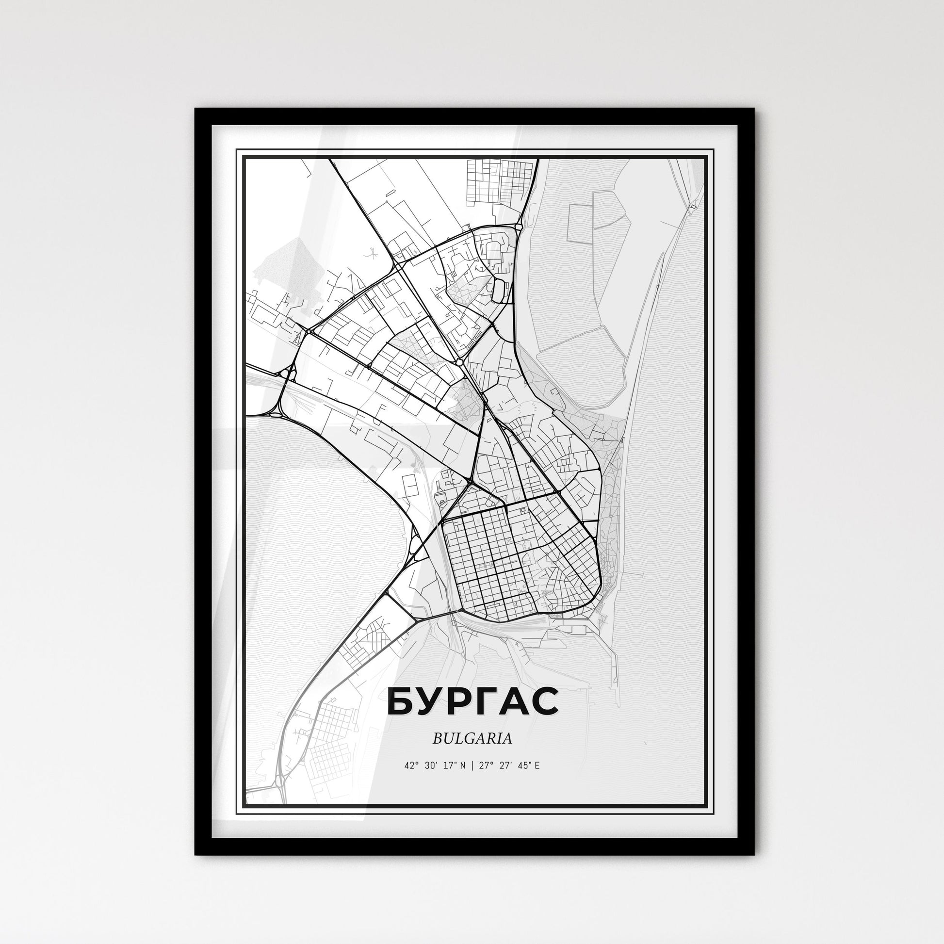 Burgas Bulgaria - Scandinavian Style City Map for Modern Home Decor