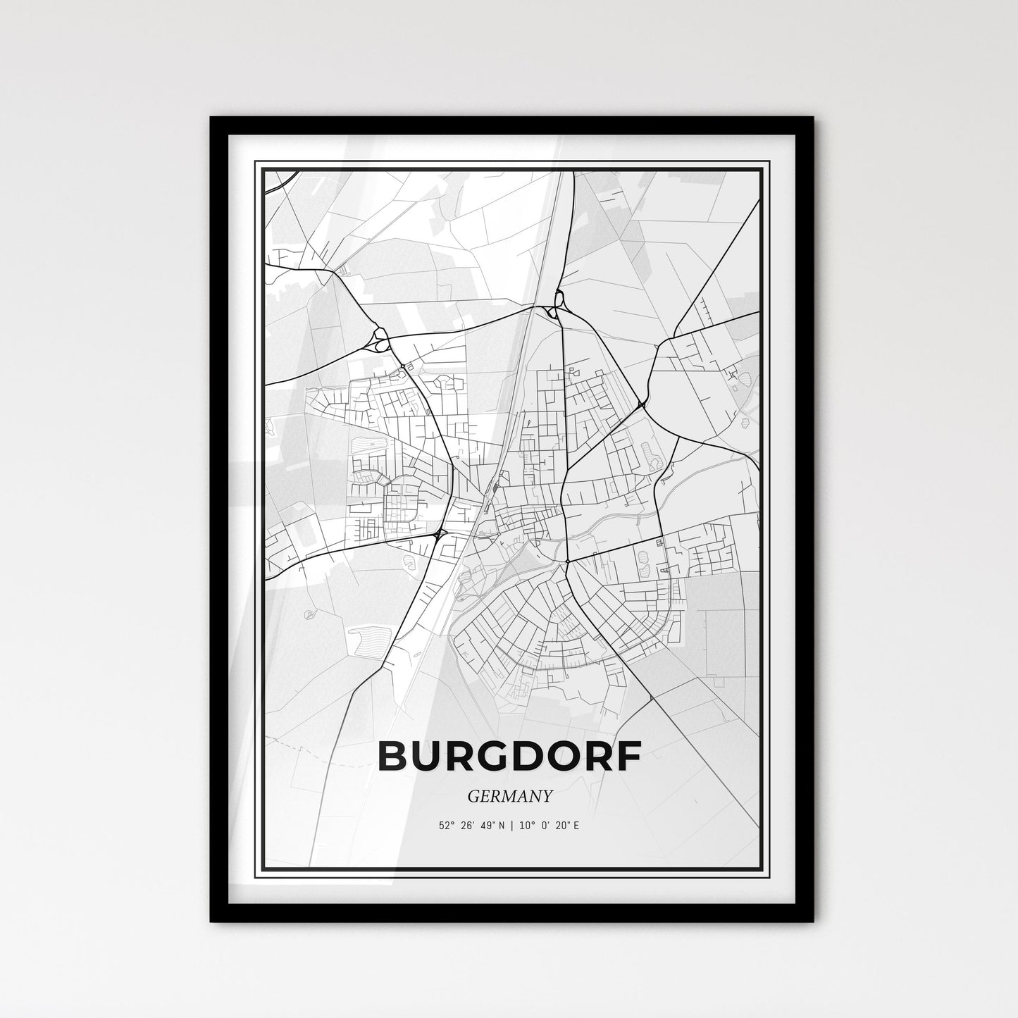 Burgdorf Germany - Scandinavian Style City Map for Modern Home Decor