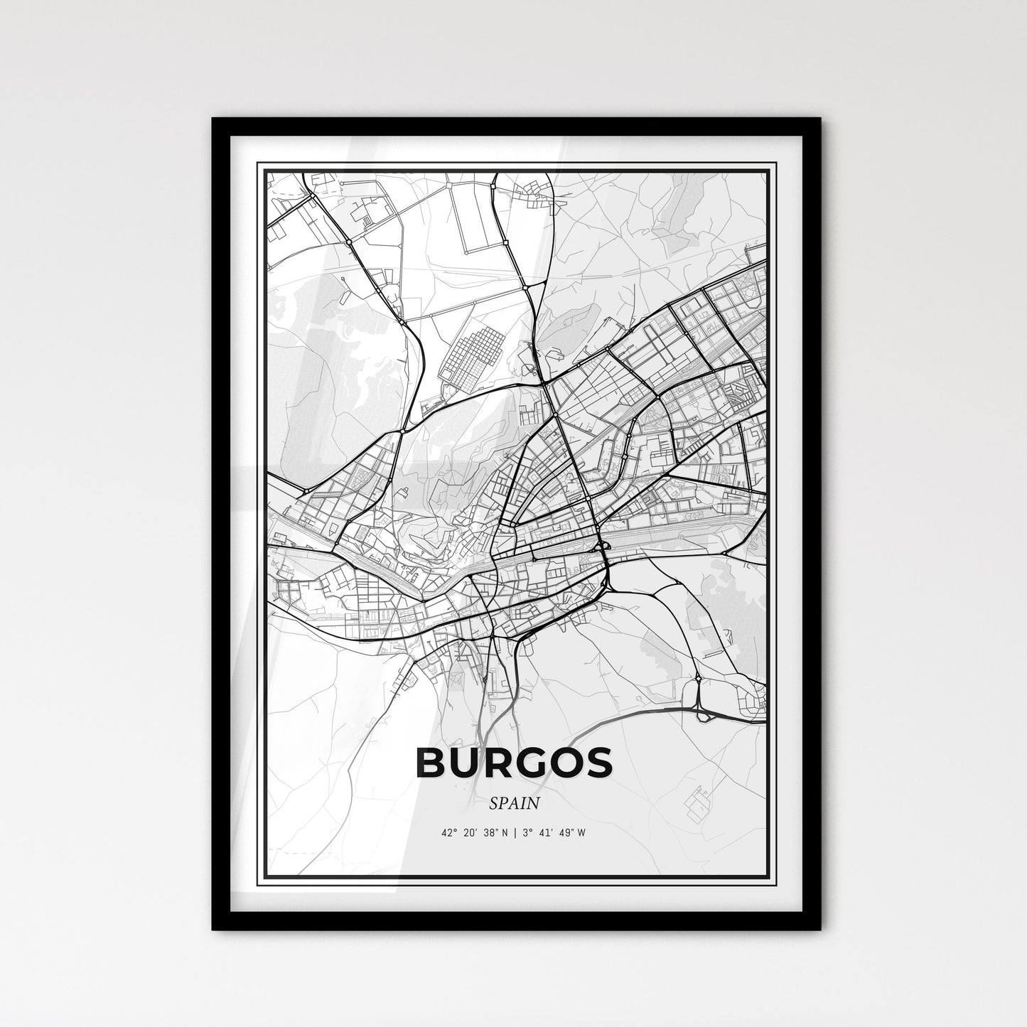 Burgos Spain - Scandinavian Style City Map for Modern Home Decor