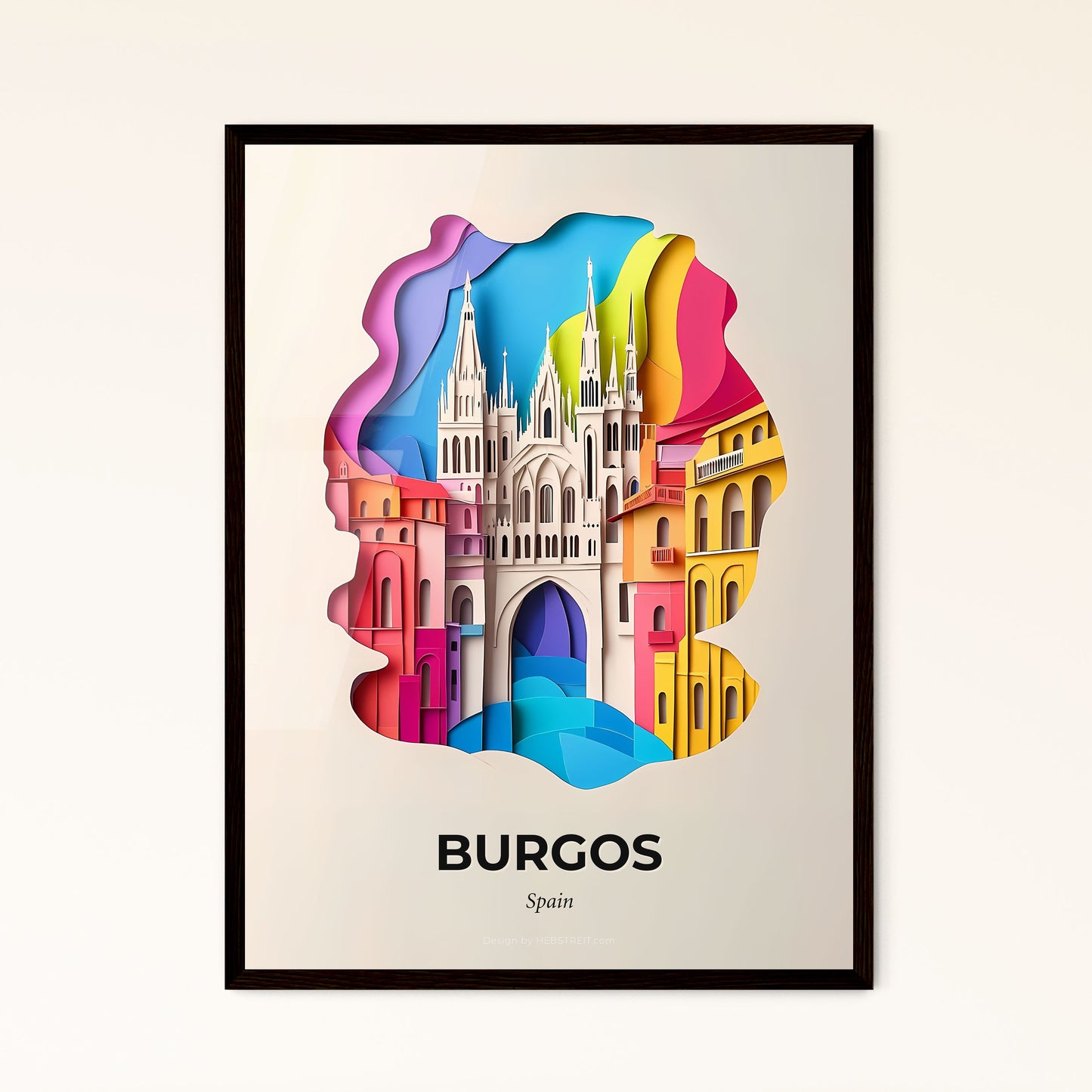 Vivid Burgos, Spain - a city with a rainbow colored background