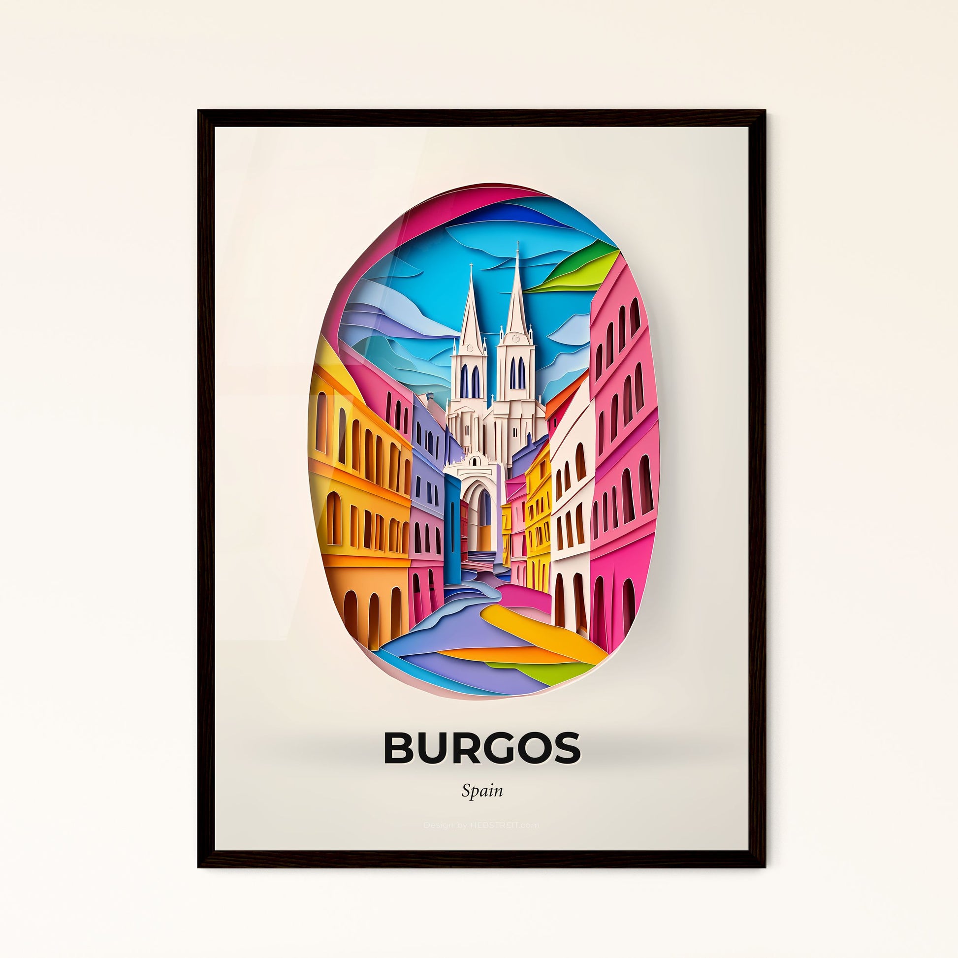 Vivid Burgos, Spain - a colorful picture of a city with a church