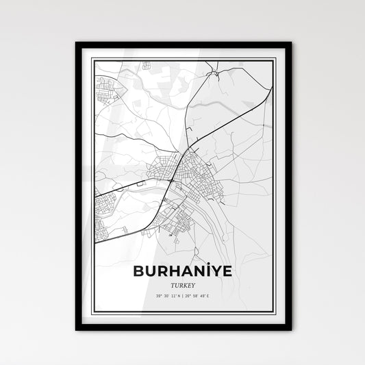 Burhaniye Turkey - Scandinavian Style City Map for Modern Home Decor