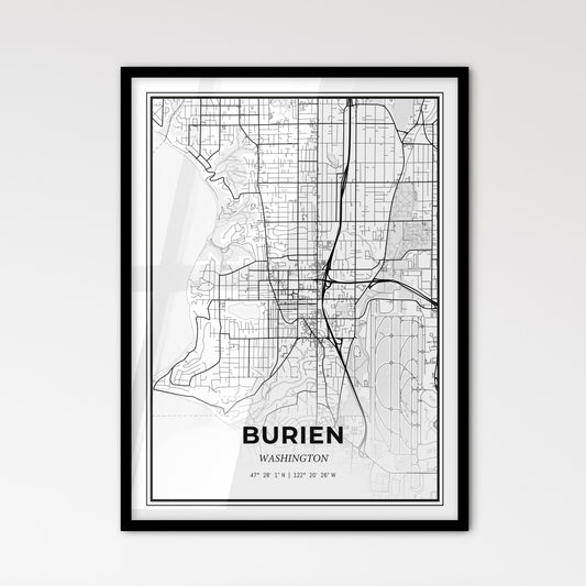 Burien Washington - Scandinavian Style City Map for Modern Home Decor