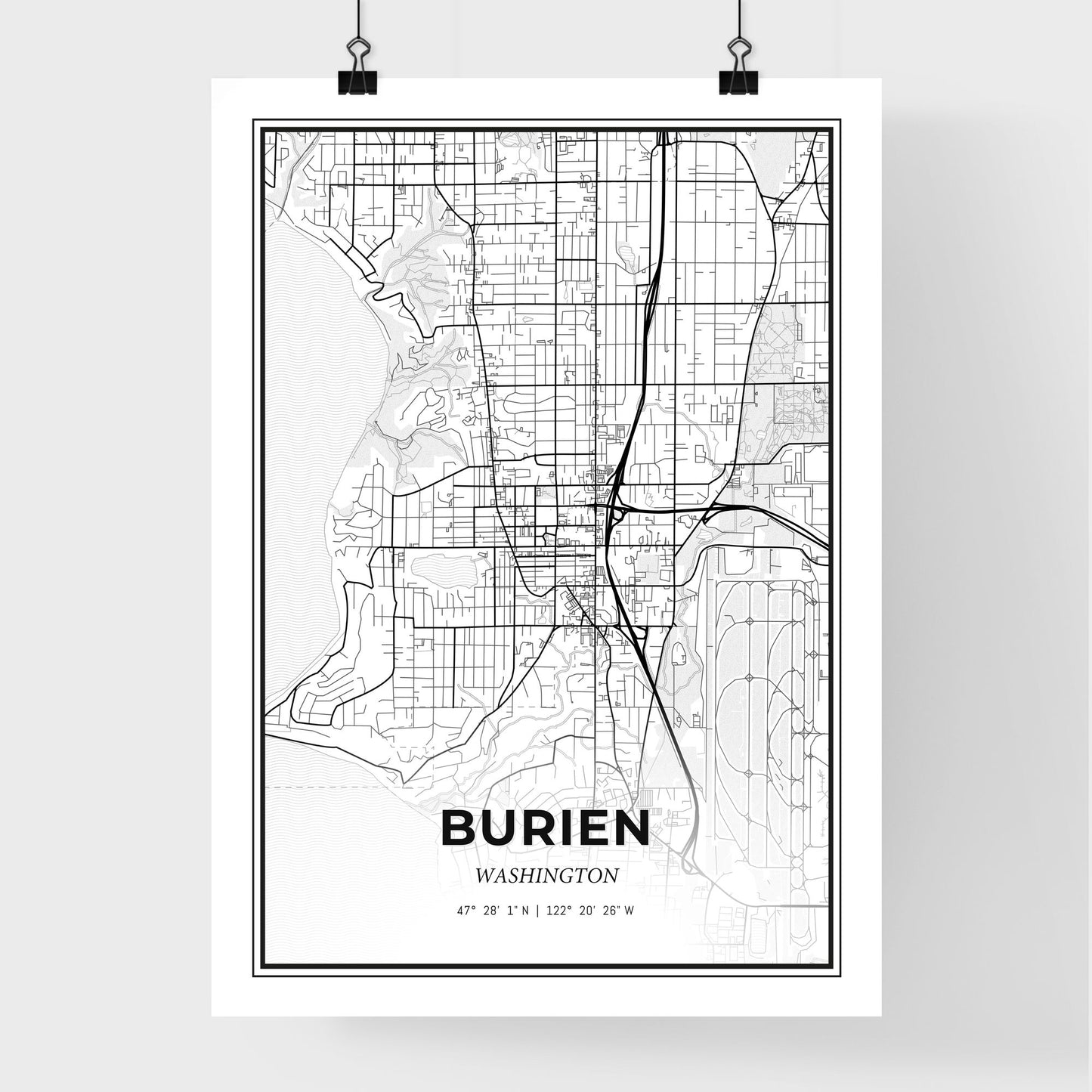 Burien Washington - Premium City Map Poster