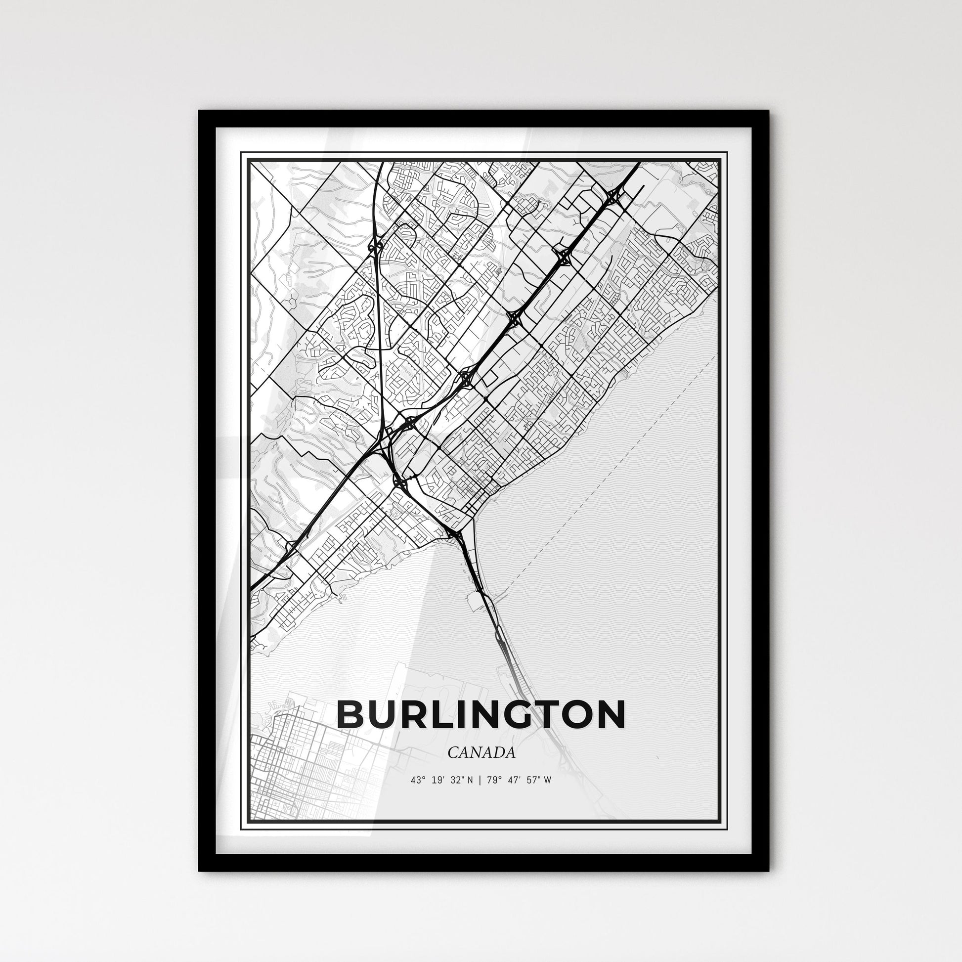 Burlington Canada - Scandinavian Style City Map for Modern Home Decor