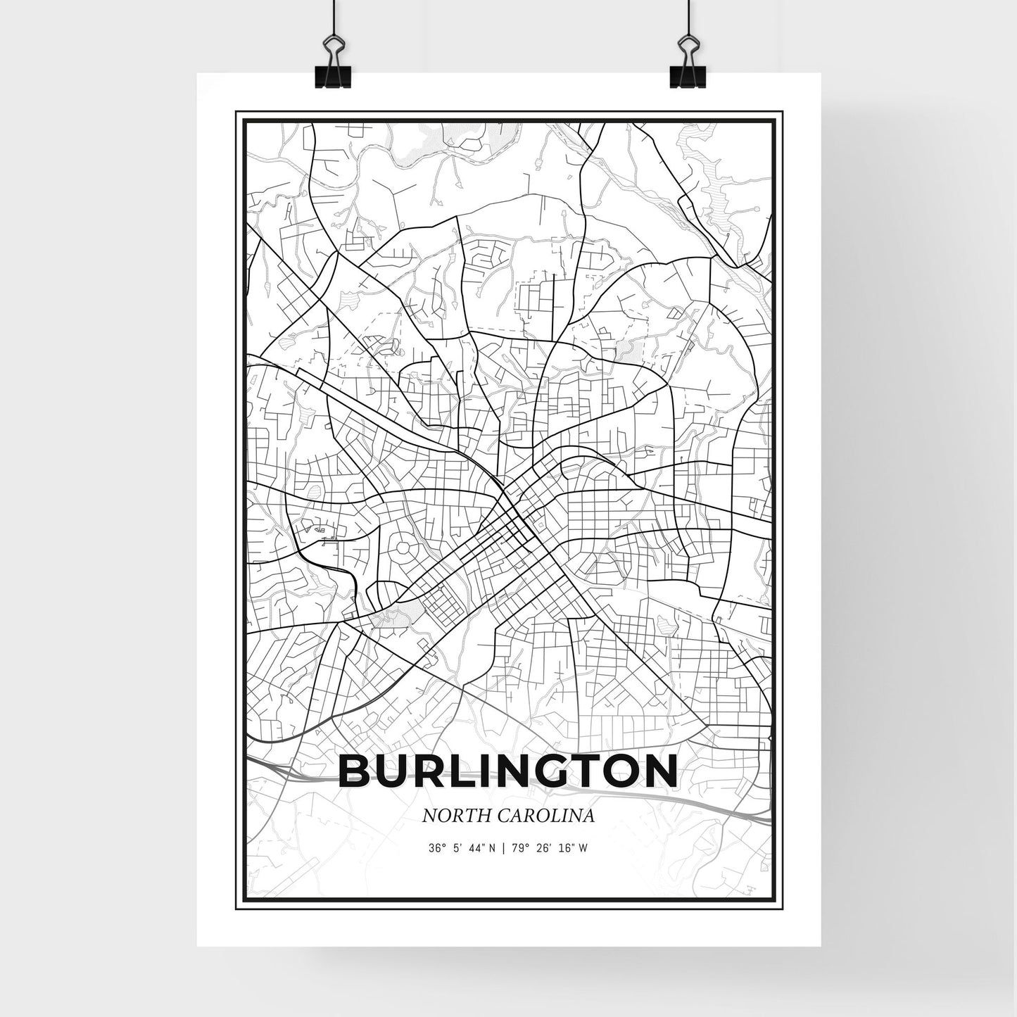 Burlington North Carolina - Premium City Map Poster