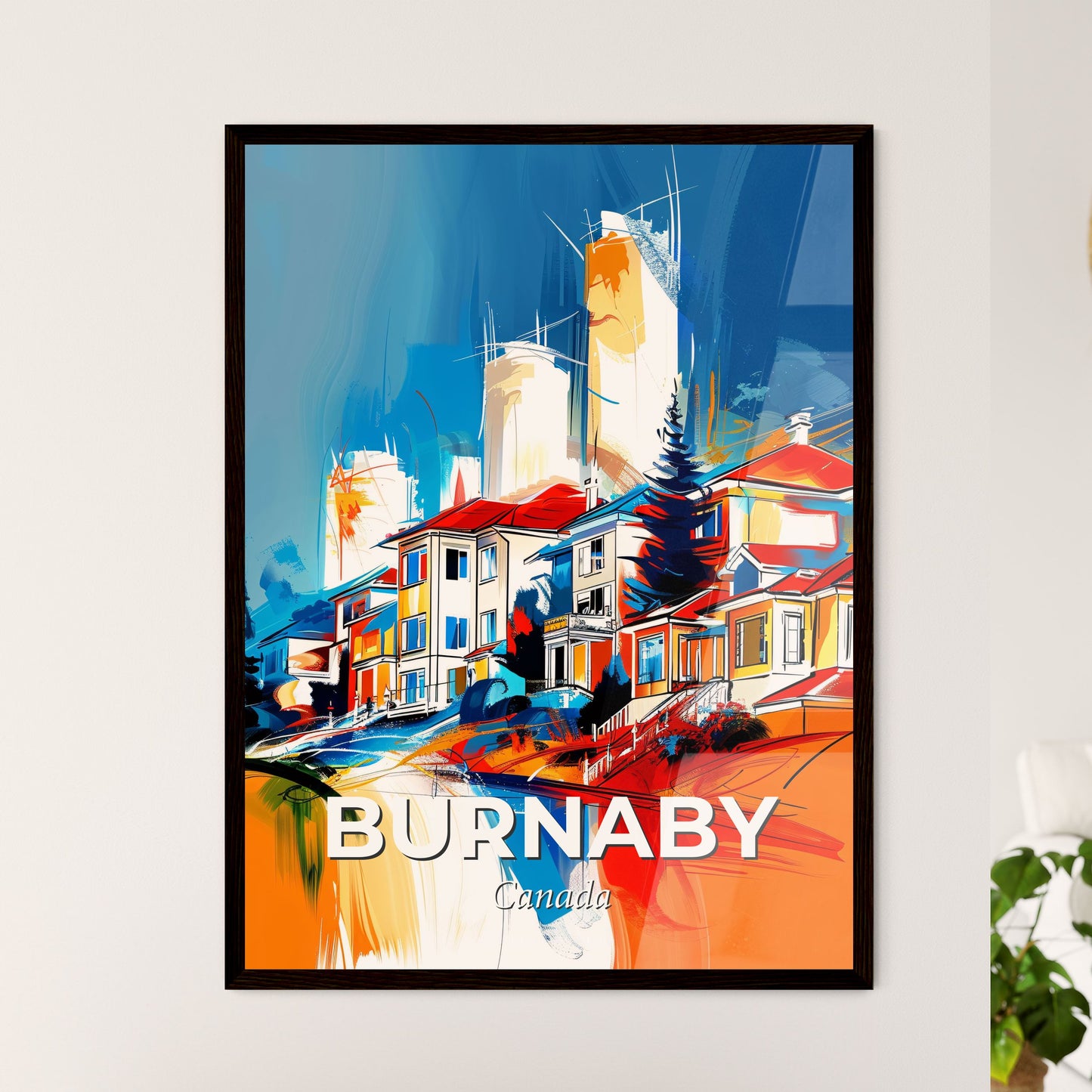 Vibrant Burnaby, Canada - A Painting Of A Town