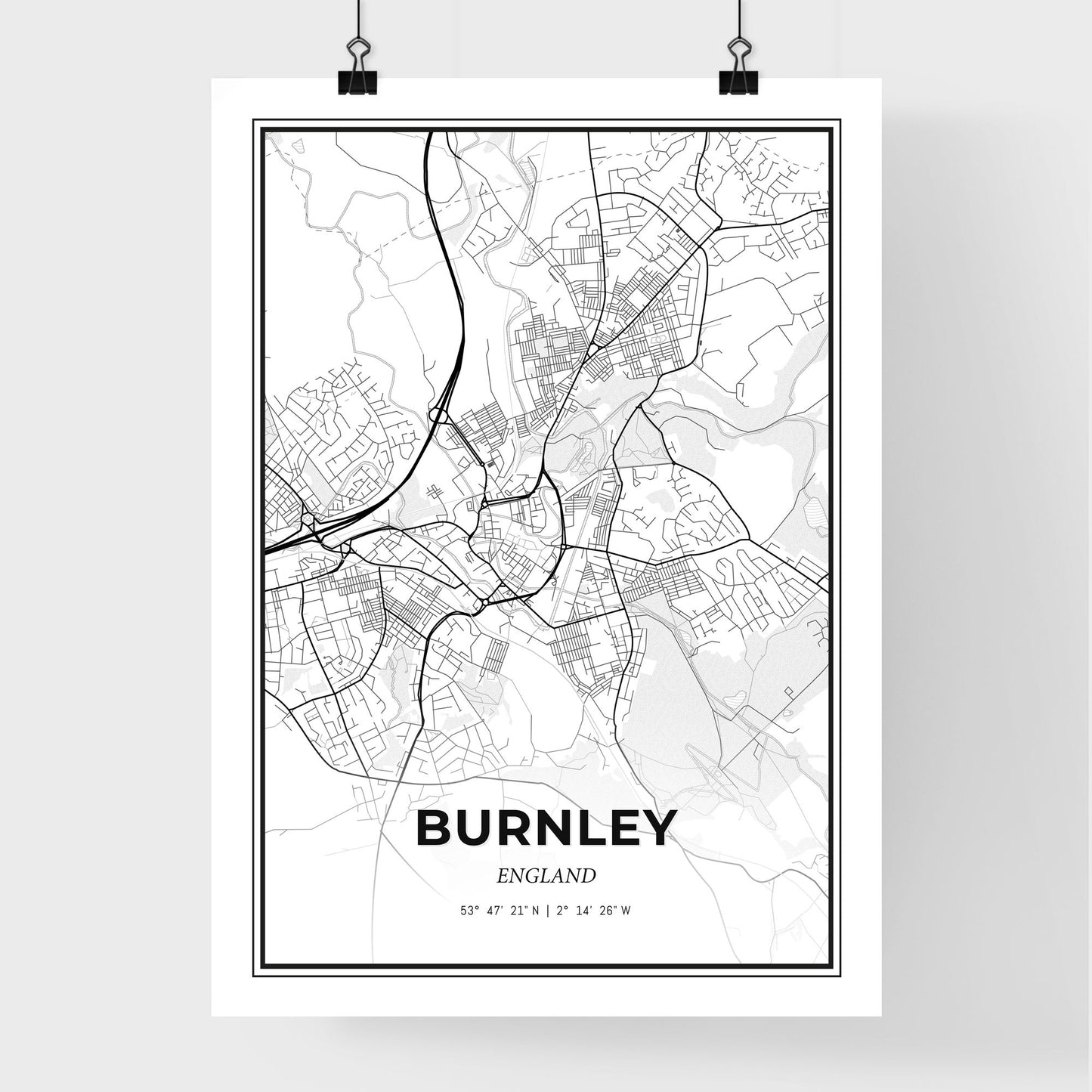 Burnley England - Premium City Map Poster