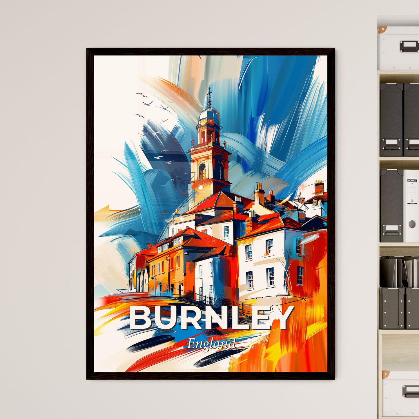 Vibrant Burnley, England - A Painting Of A Building