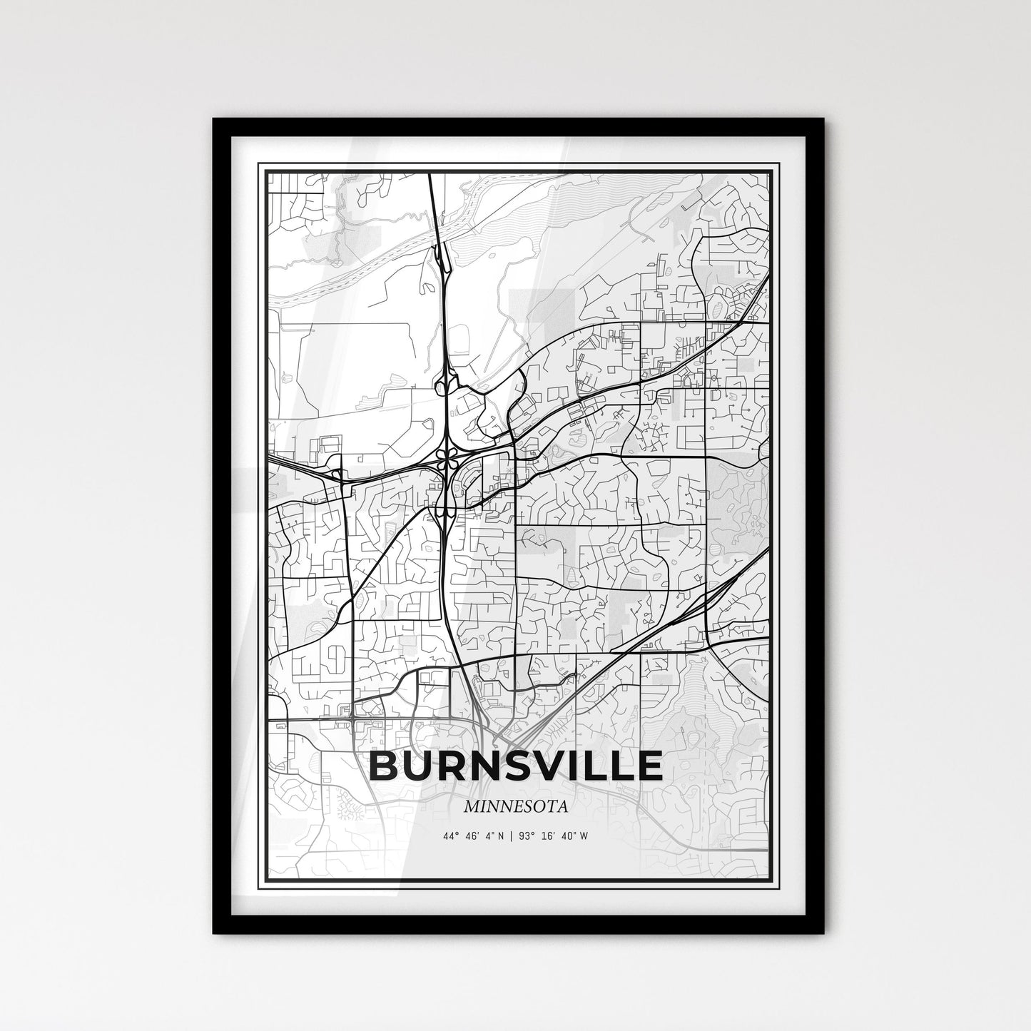 Burnsville Minnesota - Scandinavian Style City Map for Modern Home Decor