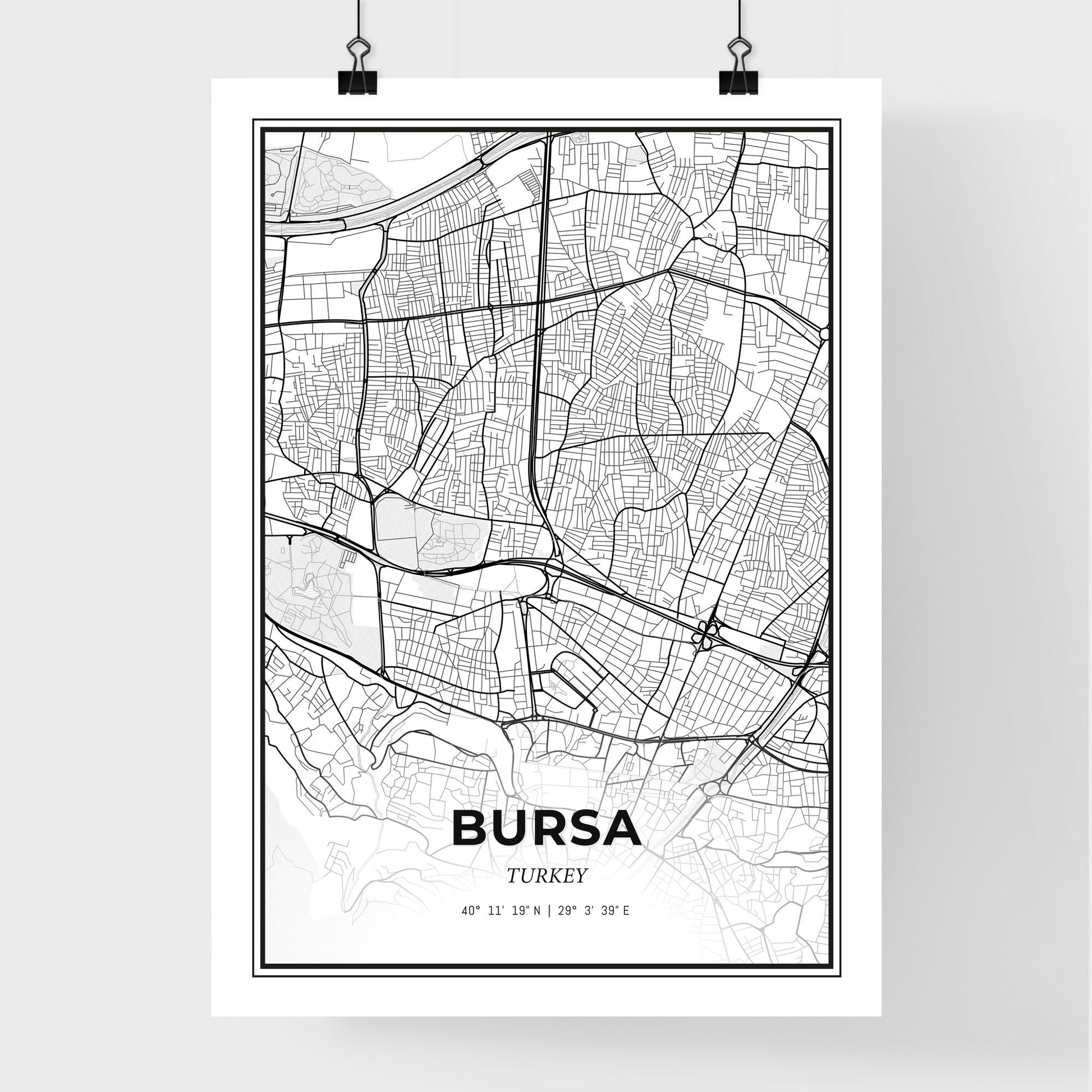 Bursa Turkey - Premium City Map Poster