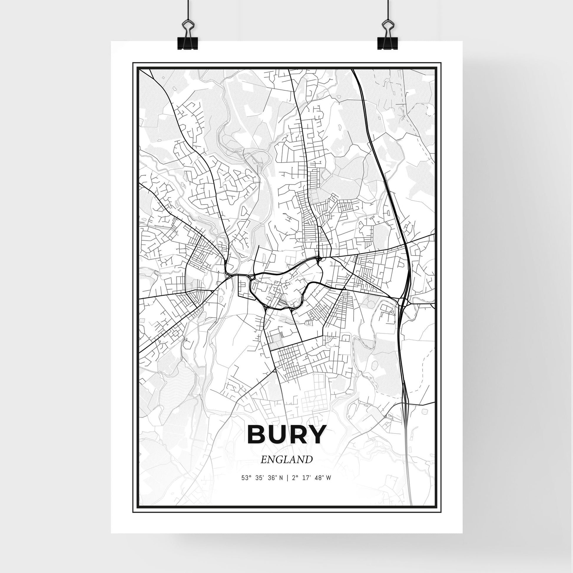 Bury England - Premium City Map Poster