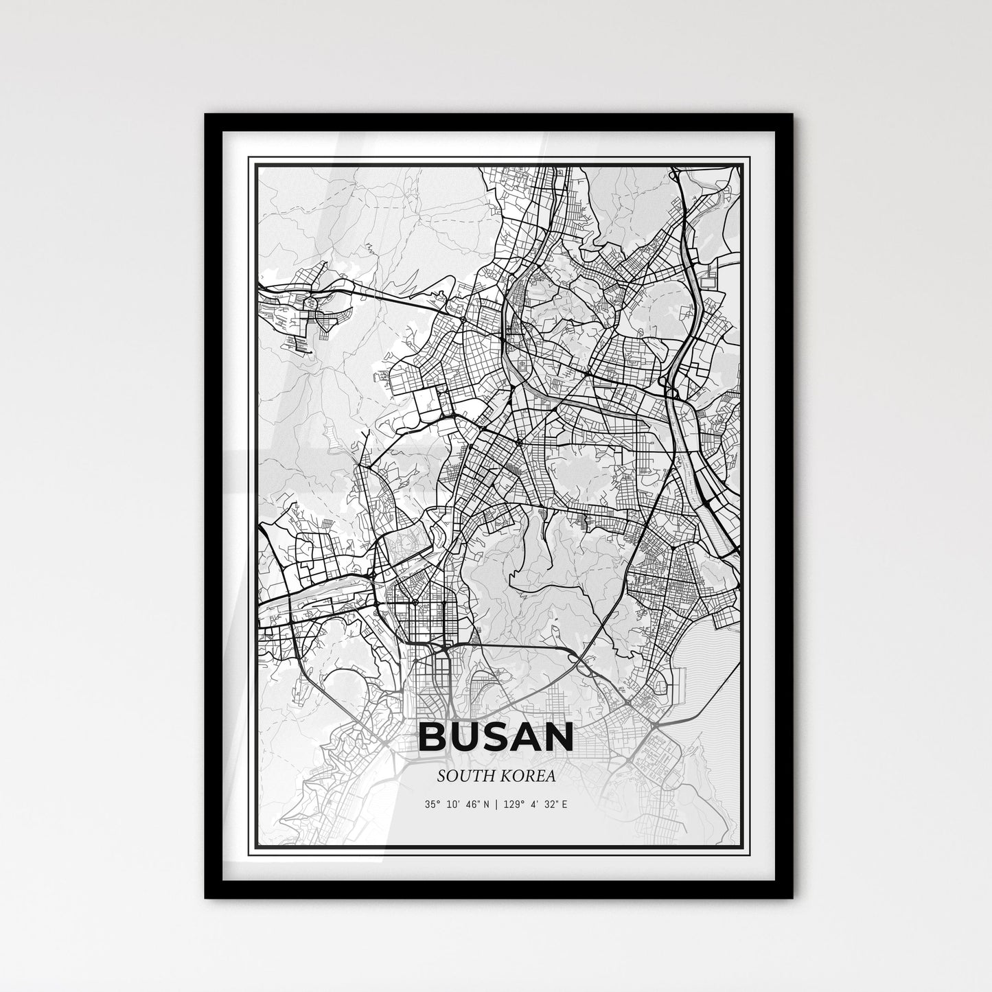 Busan South Korea - Scandinavian Style City Map for Modern Home Decor