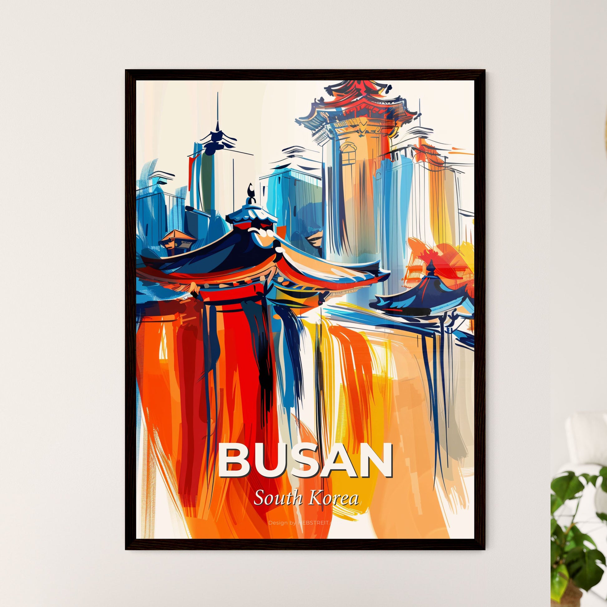 Vibrant Busan, South Korea - A Painting Of A City