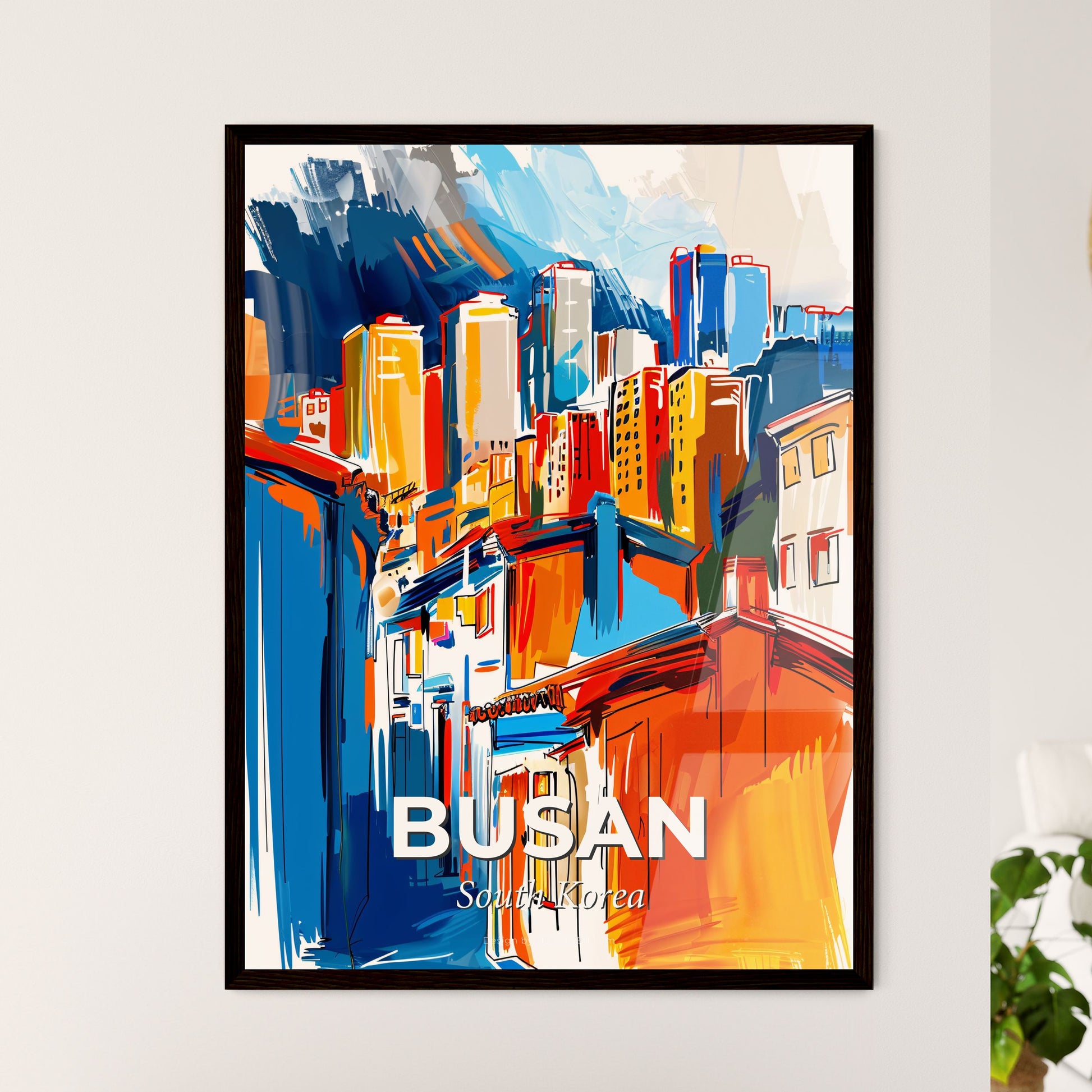 Vibrant Busan, South Korea - A Painting Of A City