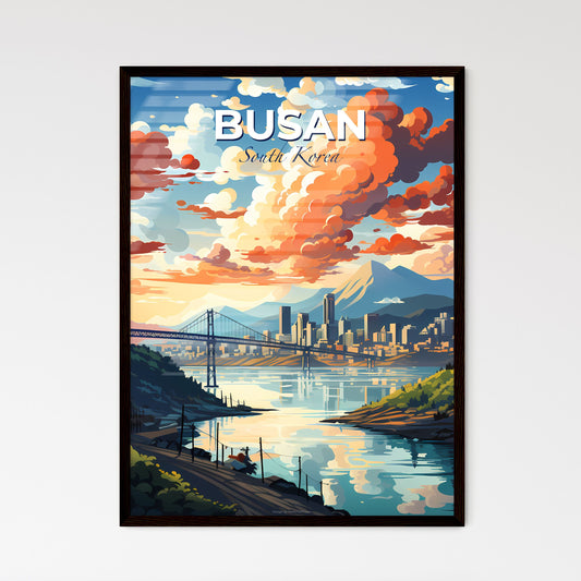 Modern Expressionist Painting of Busan South Korea Skyline with Bridge over River Default Title