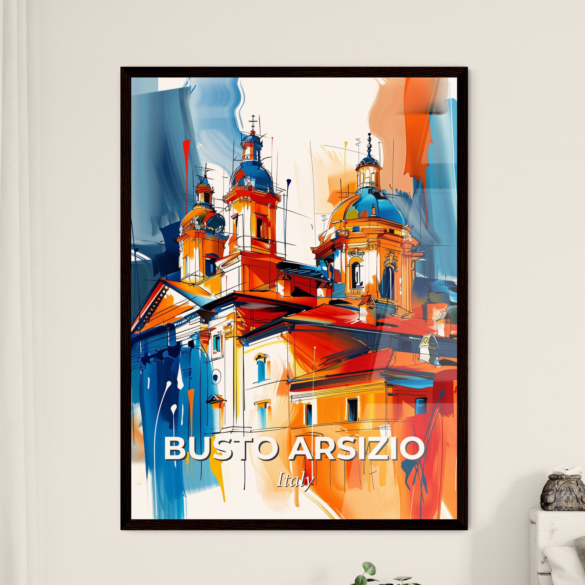 Vibrant Busto Arsizio, Italy - A Painting Of A Building With Towers And Domes