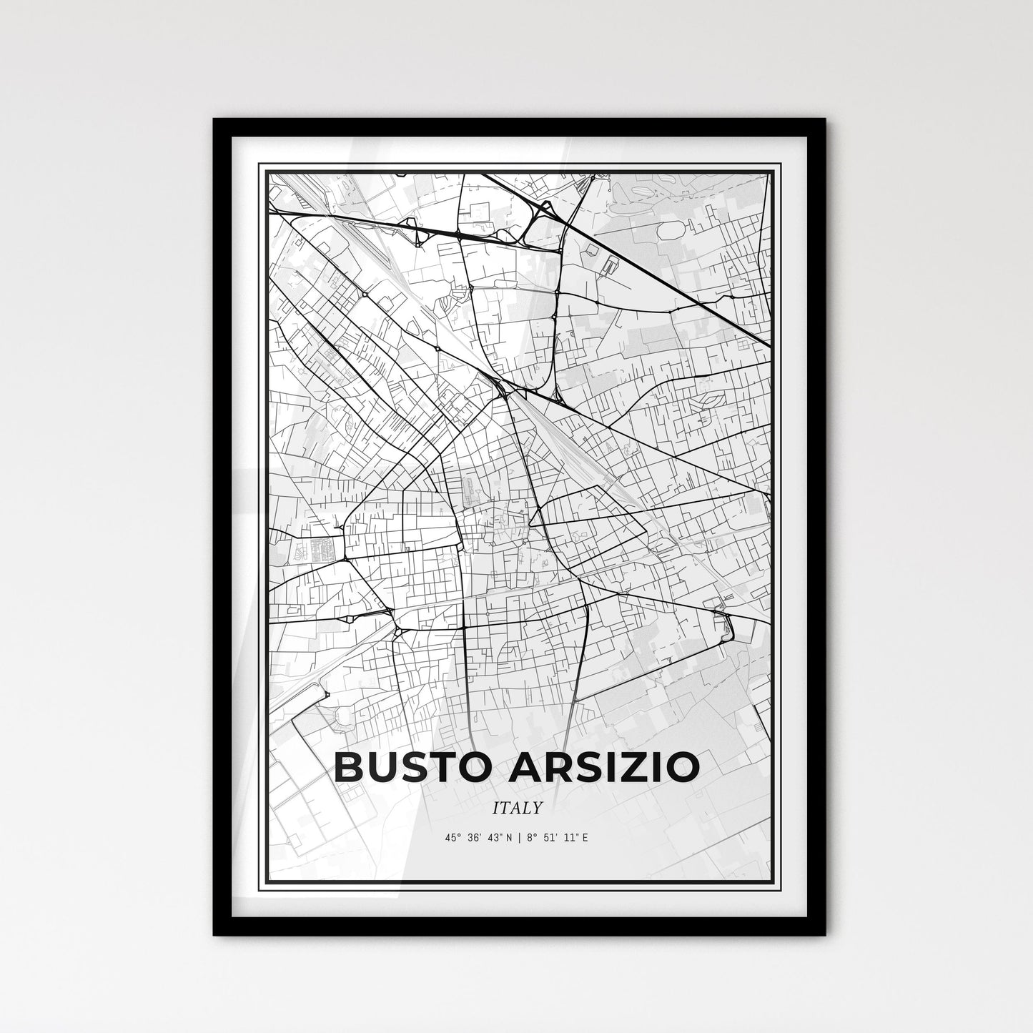 Busto Arsizio Italy - Scandinavian Style City Map for Modern Home Decor