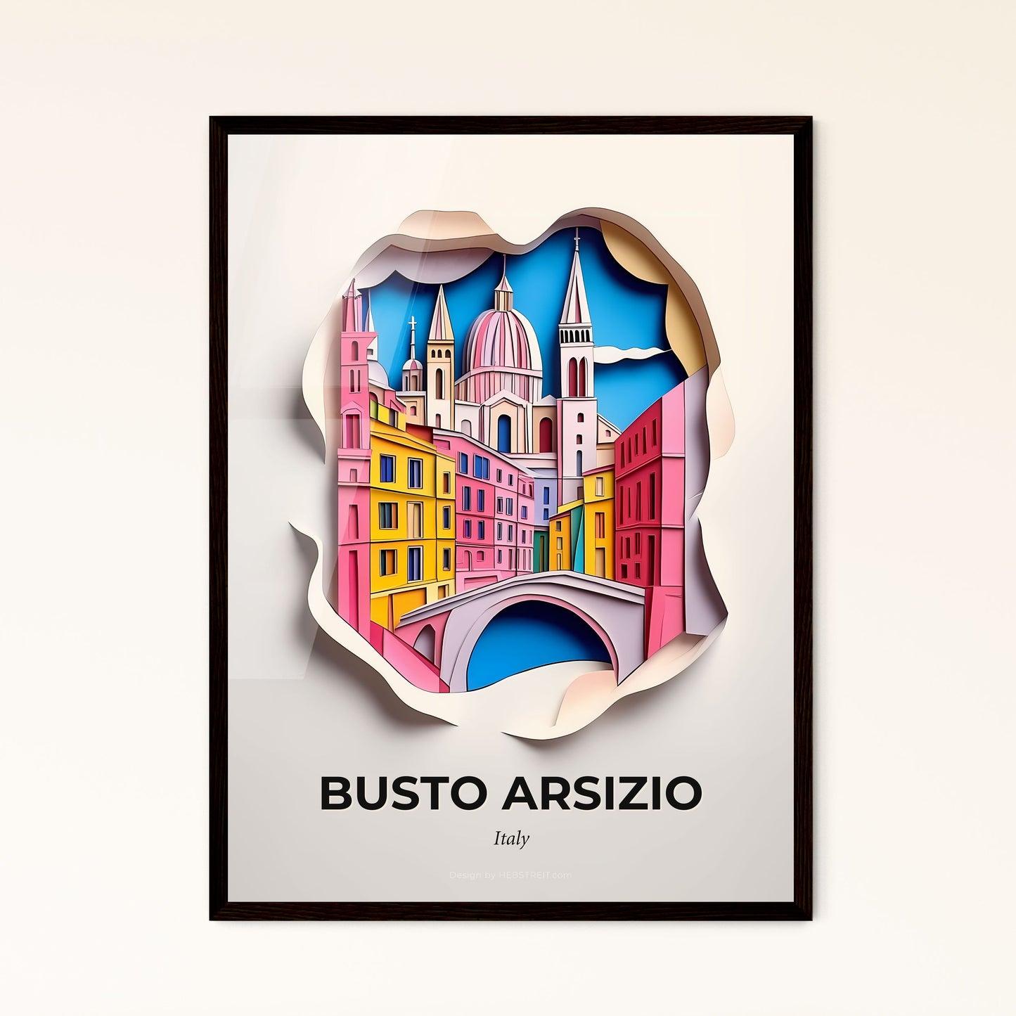 Vivid Busto Arsizio, Italy - a paper cut of a city with a bridge