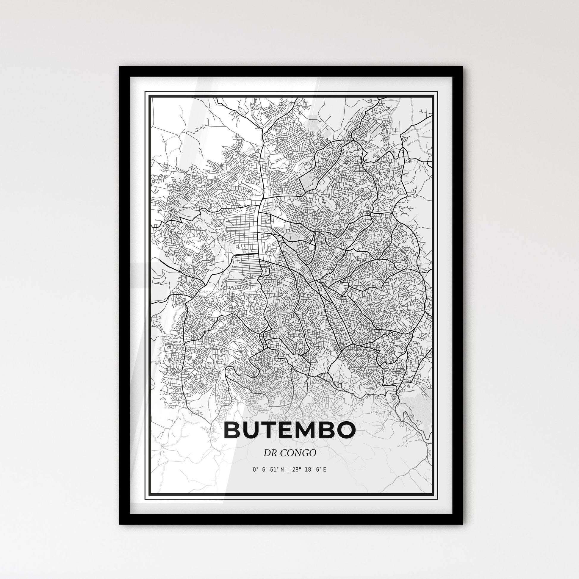 Butembo DR Congo - Scandinavian Style City Map for Modern Home Decor