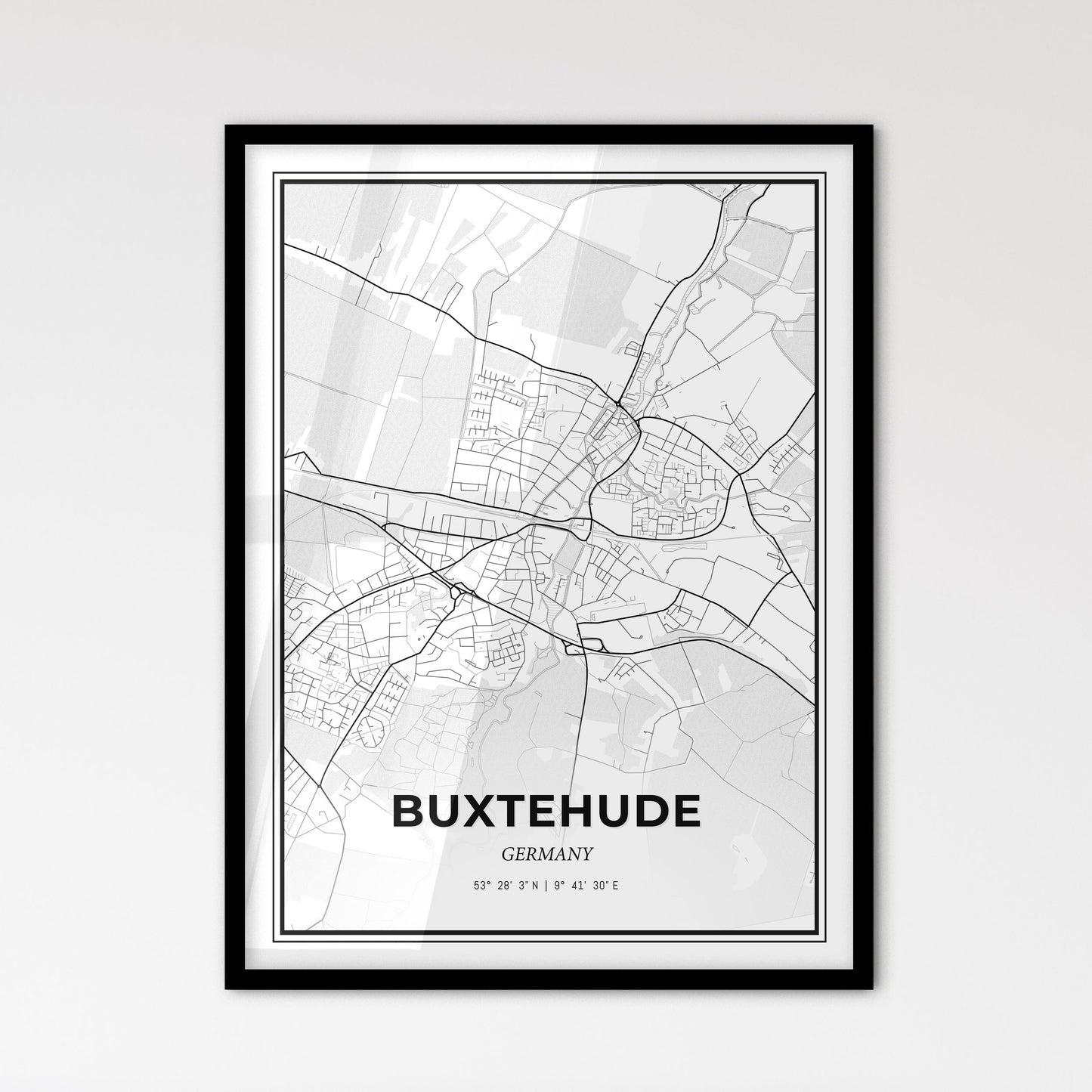 Buxtehude Germany - Scandinavian Style City Map for Modern Home Decor