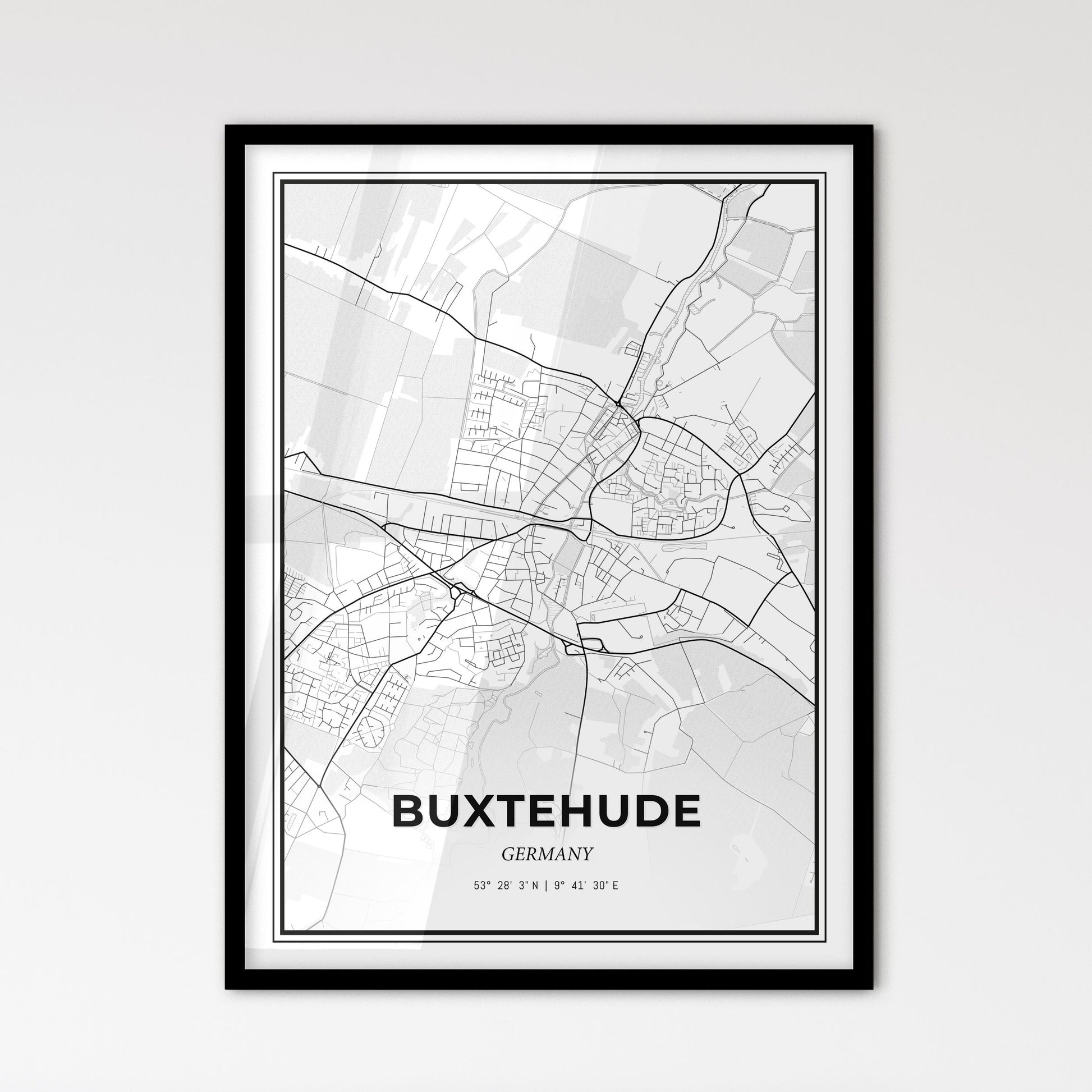 Buxtehude Germany - Scandinavian Style City Map for Modern Home Decor