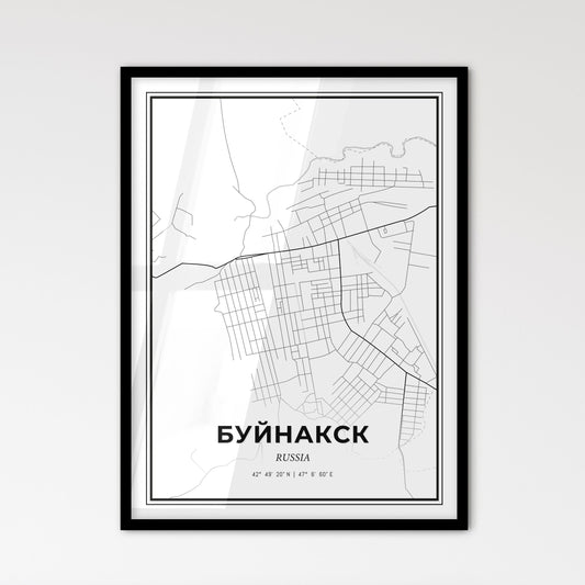 Buynaksk Russia - Scandinavian Style City Map for Modern Home Decor