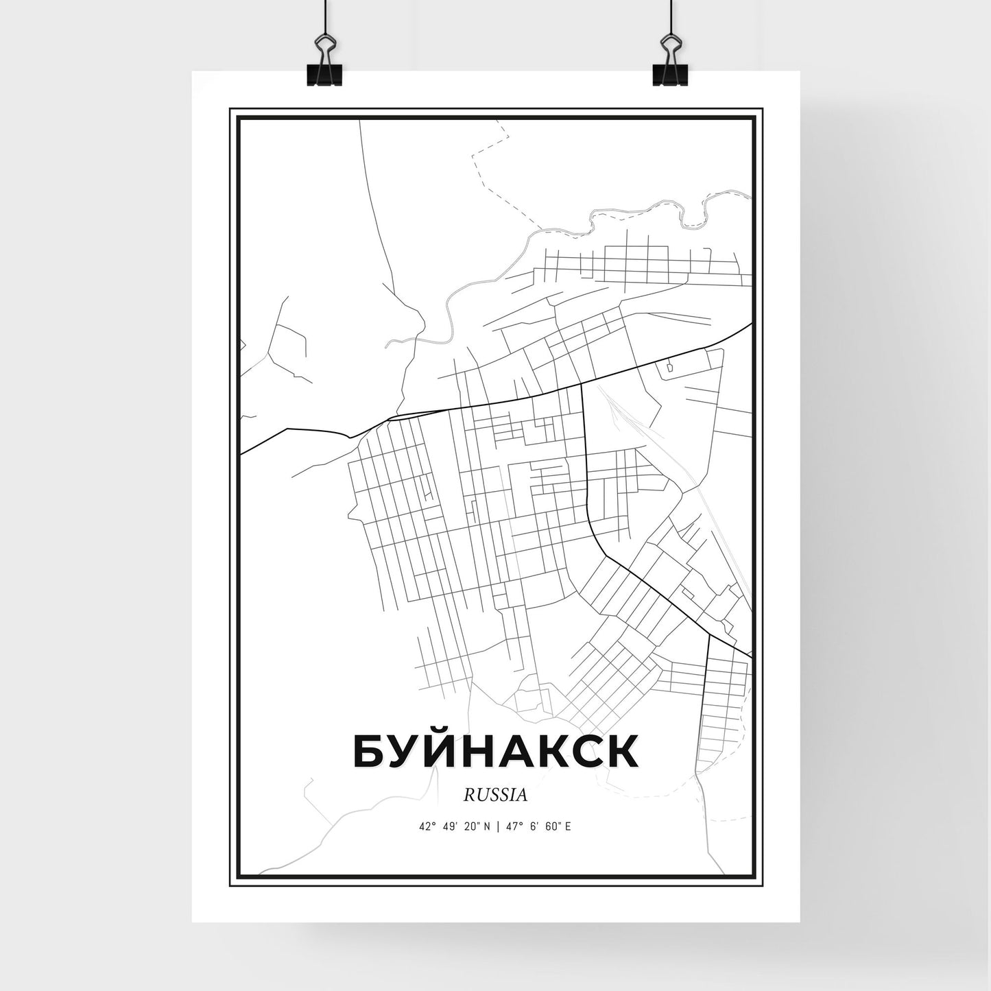 Buynaksk Russia - Premium City Map Poster