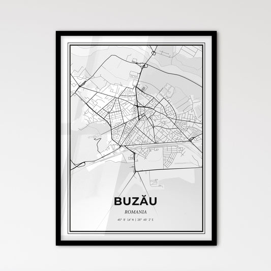 Buzău Romania - Scandinavian Style City Map for Modern Home Decor