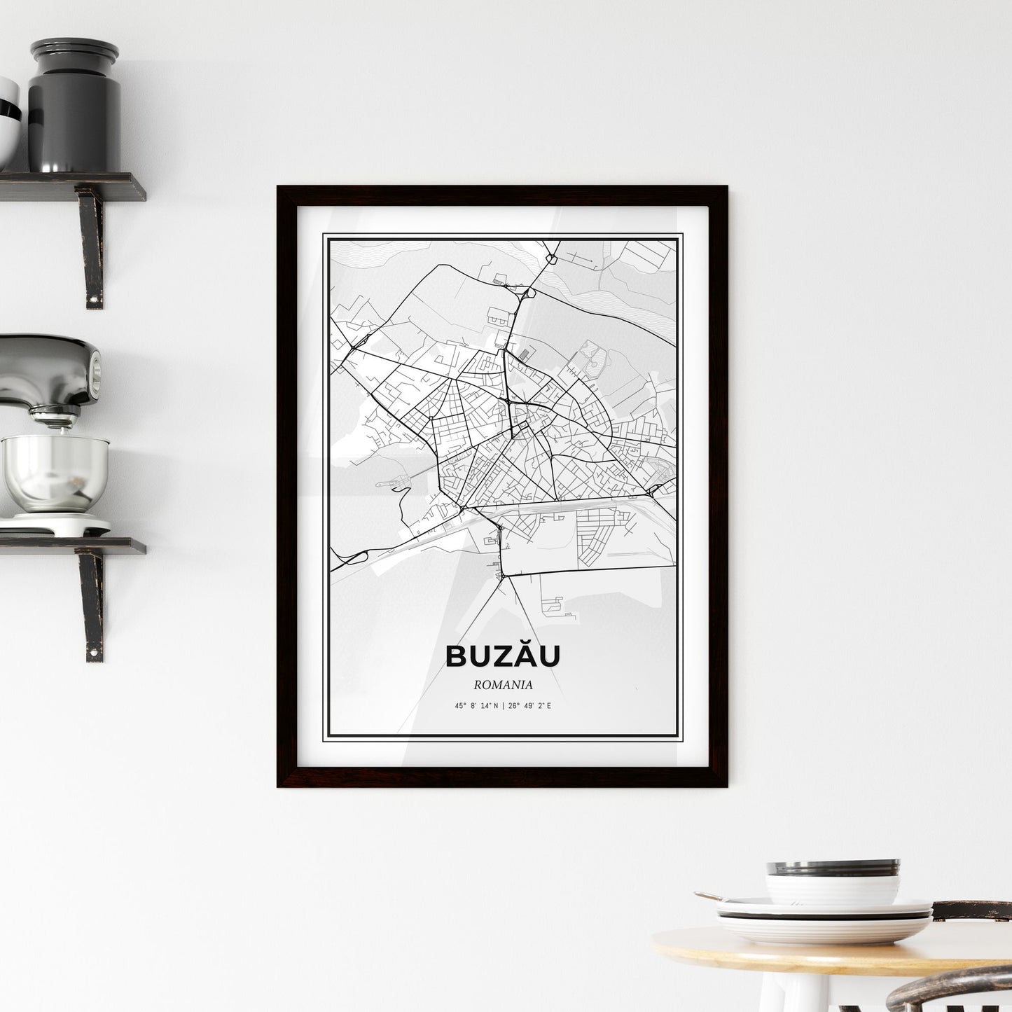 Buzău Romania - Minimal City Map