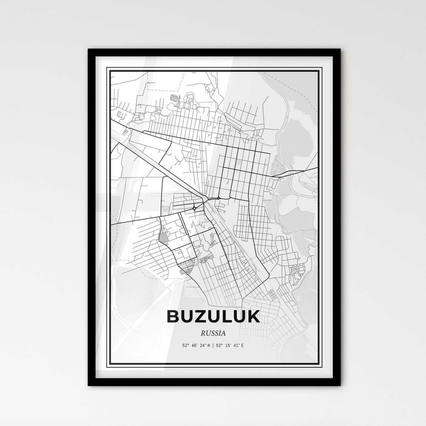 Buzuluk Russia - Scandinavian Style City Map for Modern Home Decor