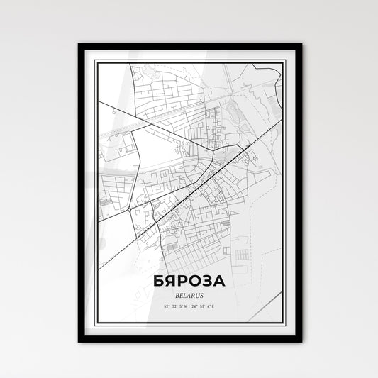 Byaroza Belarus - Scandinavian Style City Map for Modern Home Decor