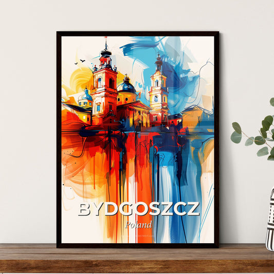 Vibrant Bydgoszcz, Poland - A Painting Of A Building With Towers And A Colorful Background