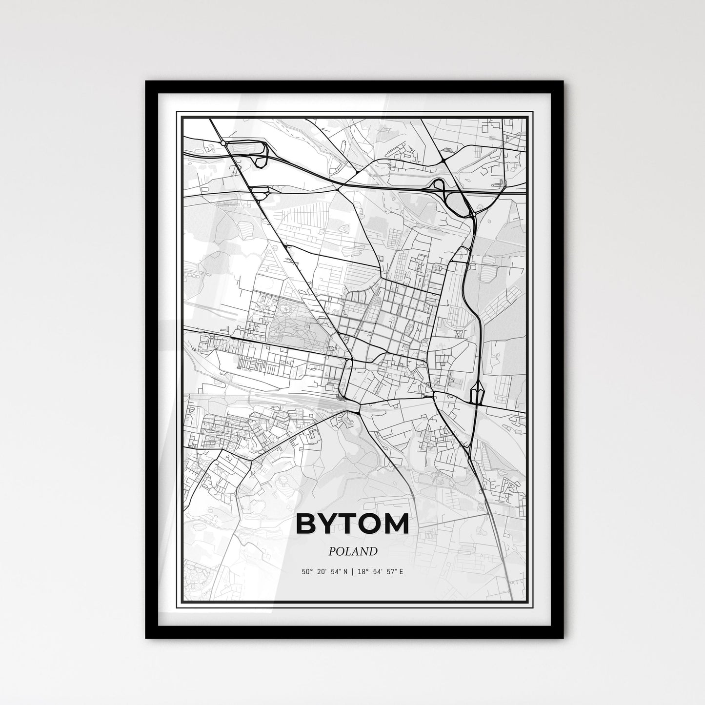 Bytom Poland - Scandinavian Style City Map for Modern Home Decor