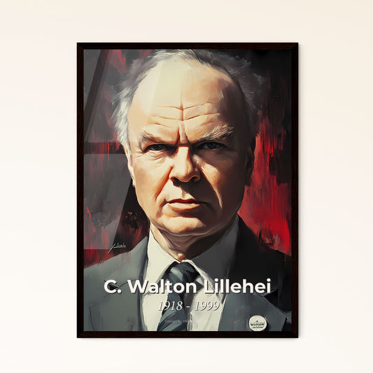 Portrait of C. Walton Lillehei, 1918 - 1999. Impressionistic painting of a man in a suit and tie.