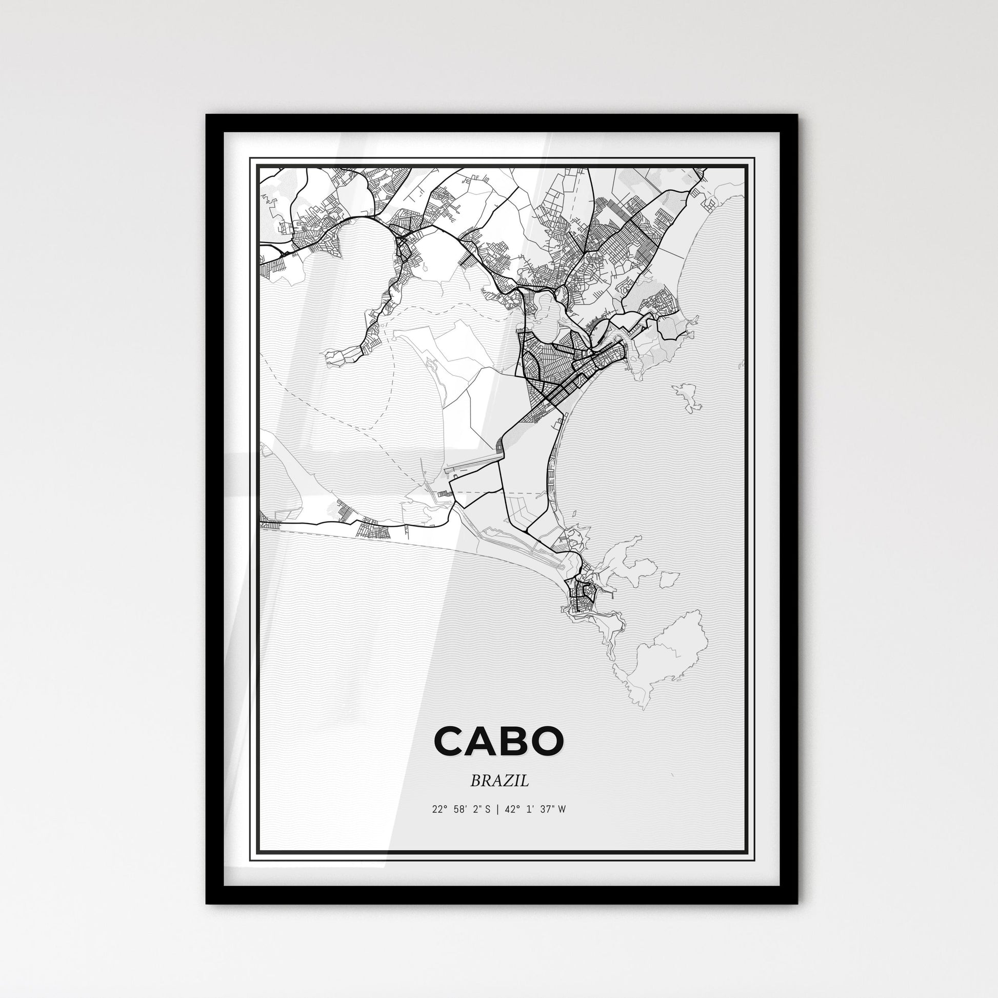 Cabo Brazil - Scandinavian Style City Map for Modern Home Decor