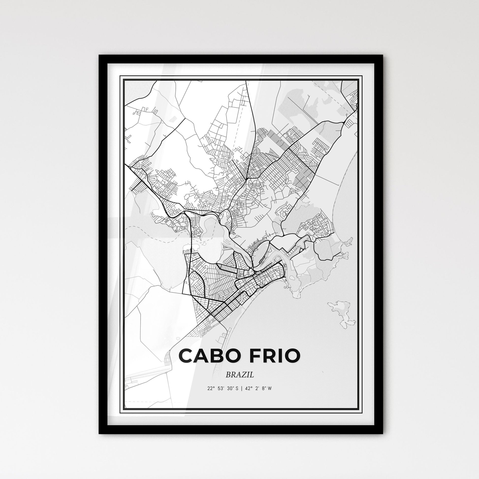 Cabo Frio Brazil - Scandinavian Style City Map for Modern Home Decor