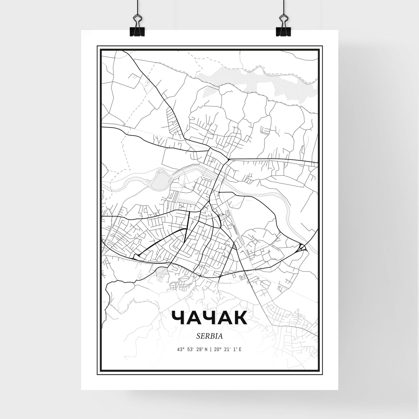 Čačak Serbia - Premium City Map Poster