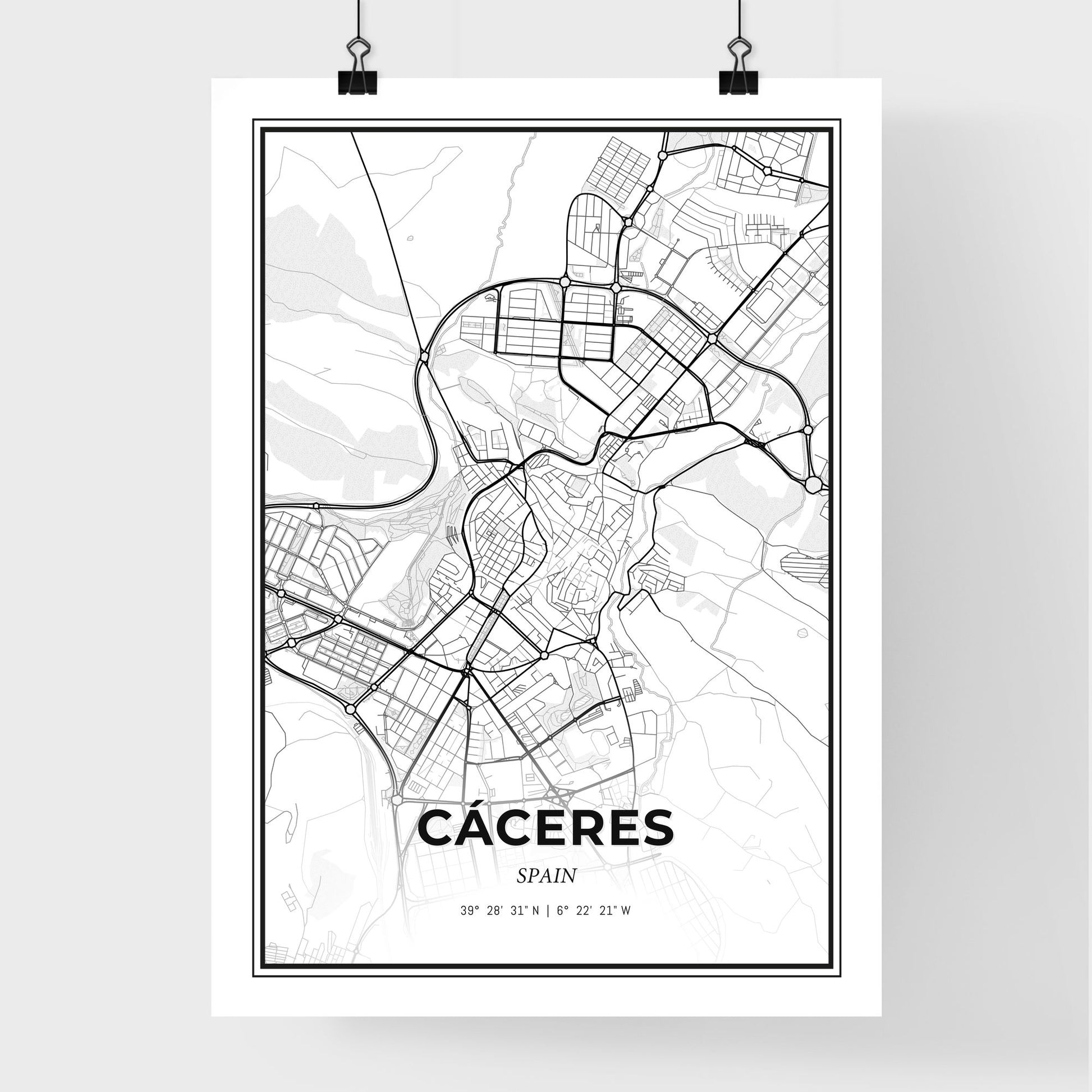 Cáceres Spain - Premium City Map Poster