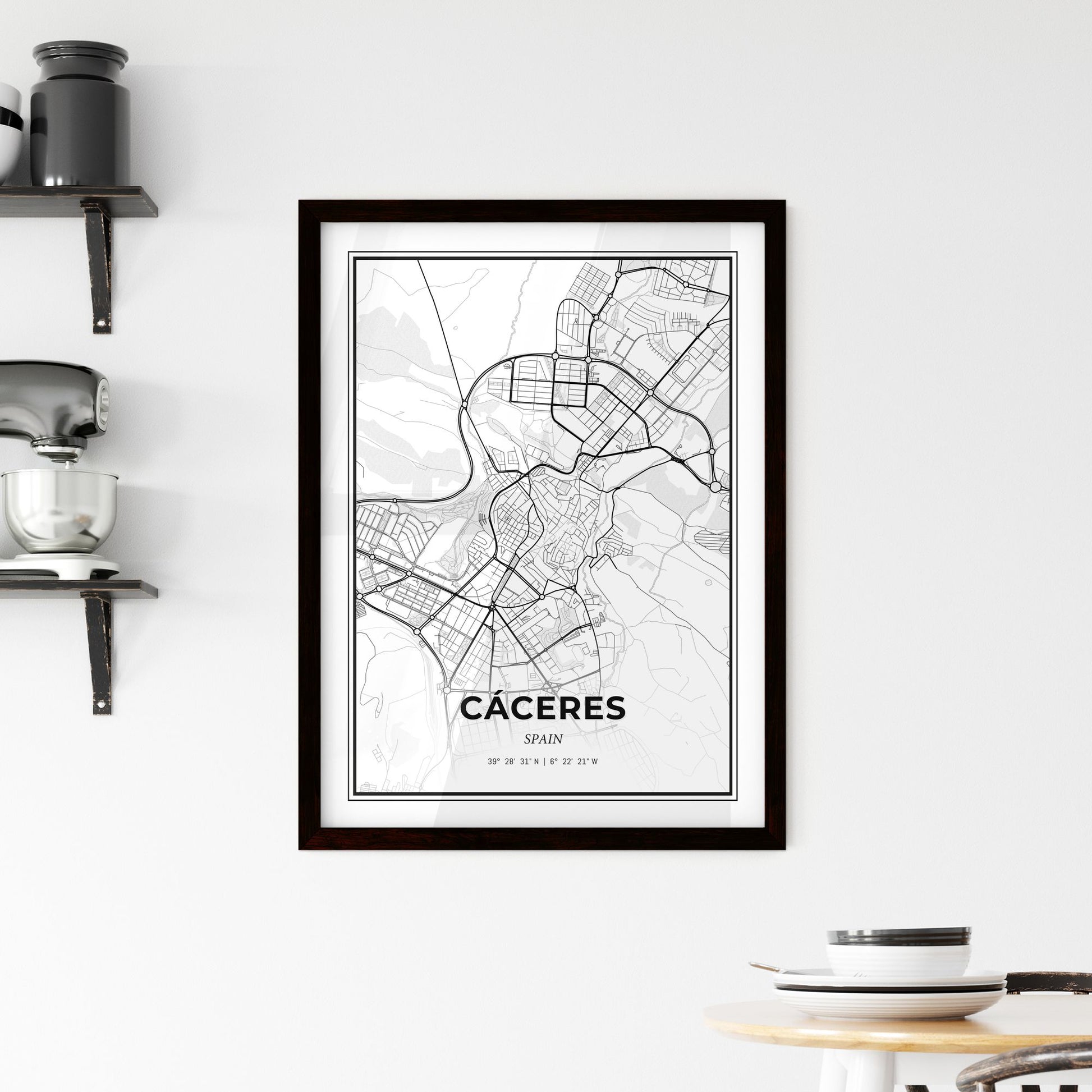 Cáceres Spain - Minimal City Map