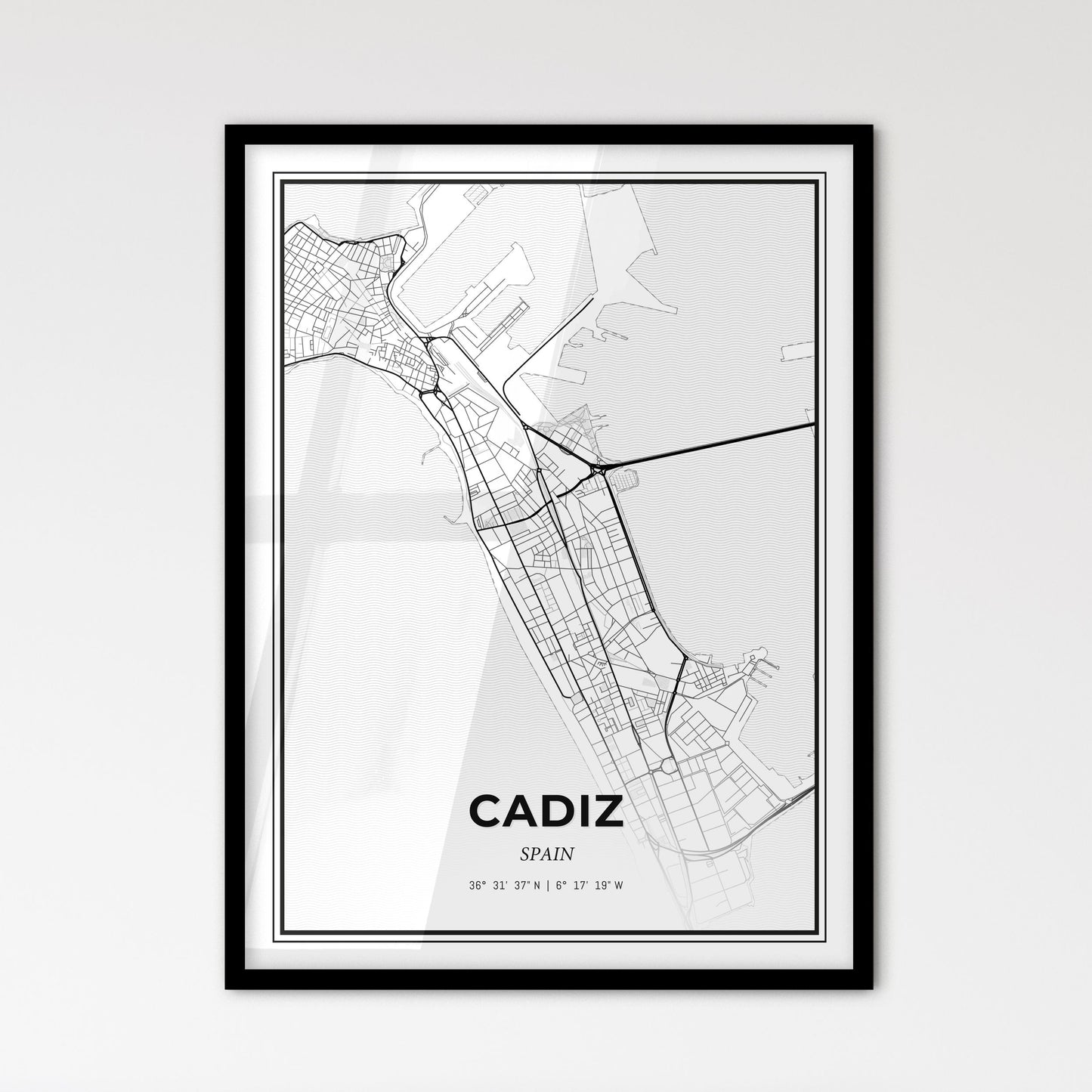 Cadiz Spain - Scandinavian Style City Map for Modern Home Decor