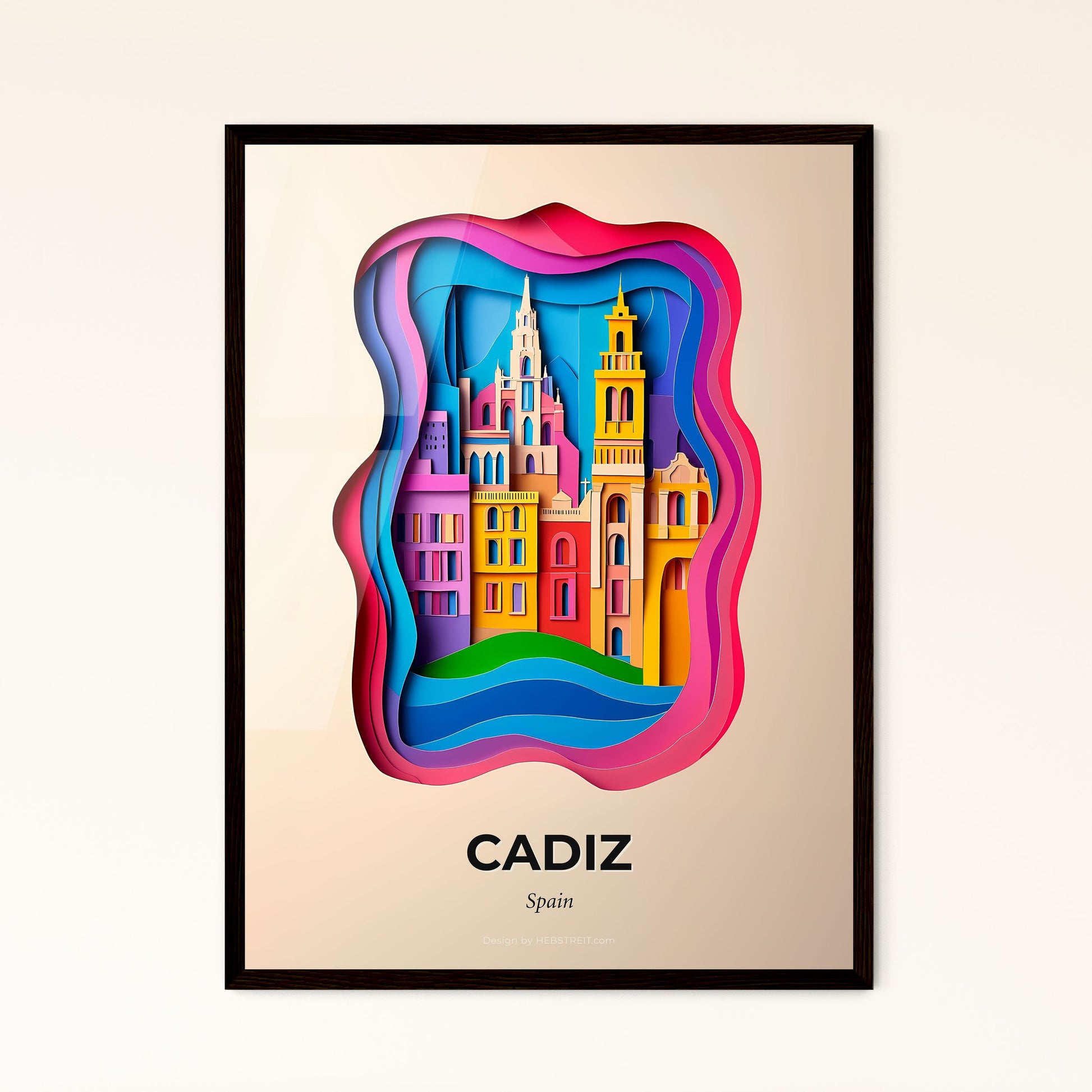 Vivid Cadiz, Spain - a colorful city with a clock tower in the middle