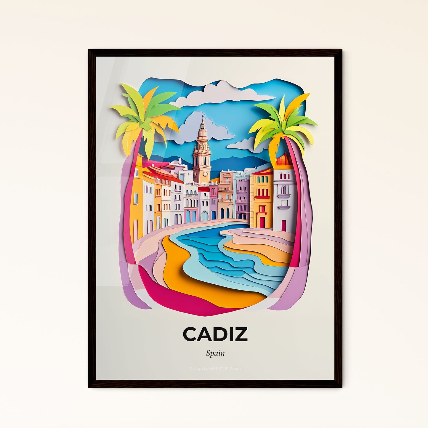 Vivid Cadiz, Spain - a paper cut of a city with a beach